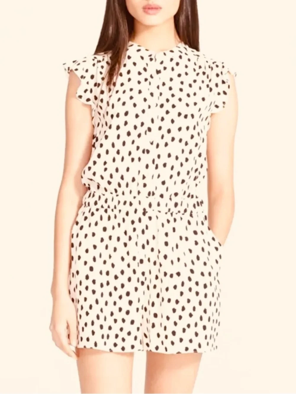 kate spade Cream and Black Polka Dot Sleeveless Romper